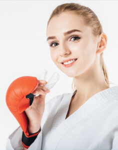 martial artist with mouthguard